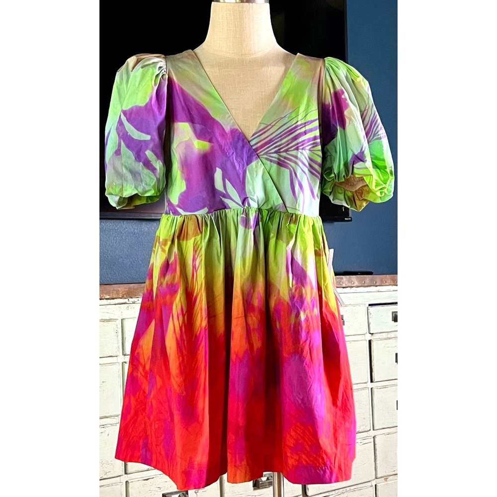 Anthropologie Tracy Reese Puff Sleeve Surplice Dress S